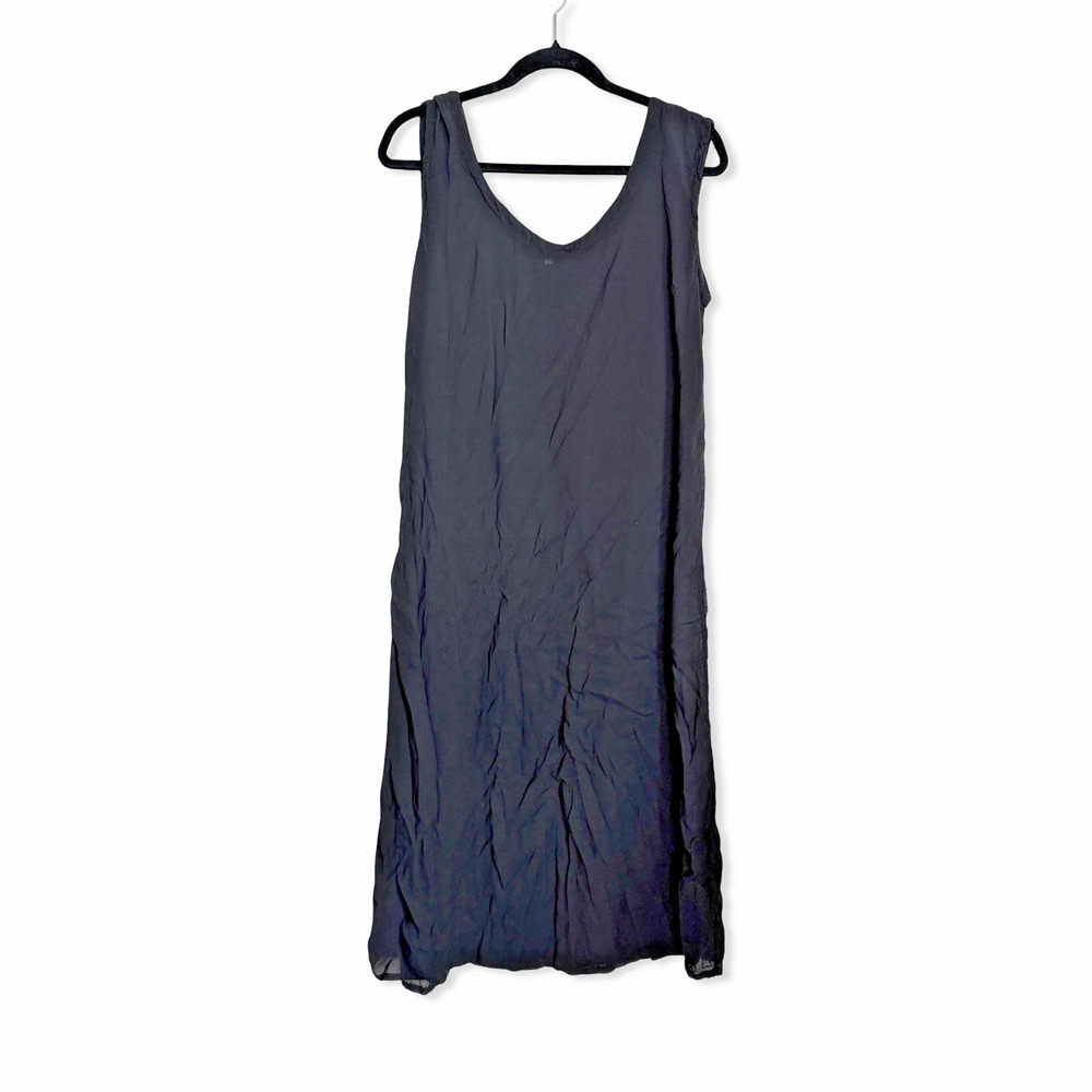 Black Sleeveless Maxi Dress Sheer Lightweight Slip Nightgown Womens L